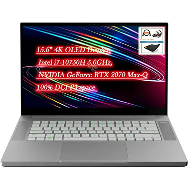 Razer Blade Gaming Laptop, 15.6" 4K OLED Display, Intel i7-10750H 5.0GHz, NVIDIA GeForce RTX 2070 Max-Q 8GB GDDR6, Wi-Fi 6, Thunderbolt 3, Backlit KB, Dolby Audio, Win 10, w/Accessories -