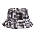 thumbnail image 3 of Tdxkok Summer Striped Plaid Print Bucket Hat,Fashion Fisherman Cap,All-match Outdoor Sun Protection Basin Hat,Lightweight Headwear for Travel Beach Camping Trip Black, 3 of 3