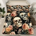 thumbnail image 2 of Castle Fairy Gothic Skull 3pcs Twin Sheet Sets,Chic Flower Twin Fitted Sheet,Exotic Style Breathable Flat Sheet,Breathable Floral Home Decor, 2 of 6