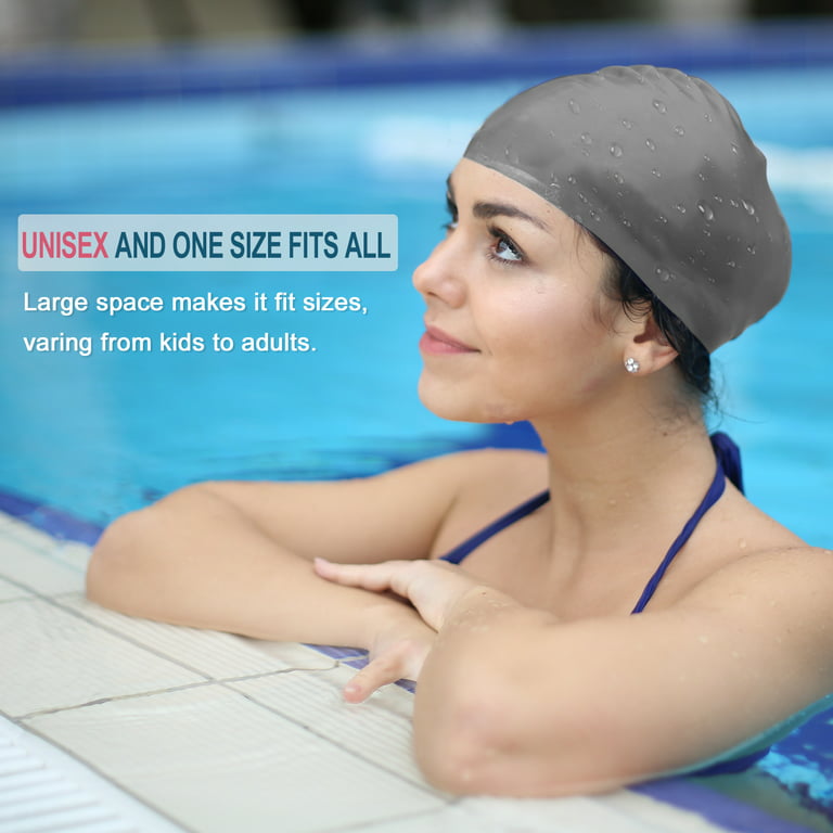 Trisens Silicone Swim Cap for Women Men Adults Kids Boys Girls,3D Ergonomic  Design Swimming Caps for Long Hair 