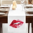 thumbnail image 3 of Red Lip 90 Inch Table Runner, Kiss Love Abstract Art Farmhouse Dresser Scarf Cotton & Linen Tablerunner for Dining/Kitchen Island/Holiday Party Décor 13" x 90", 3 of 9