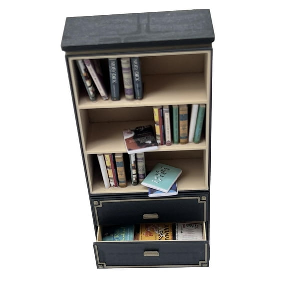 Dollhouse Bookcase Miniature Bookshelf Storage Cabinet PP Material for 1:12 Scale Dollhouse DIY Projects