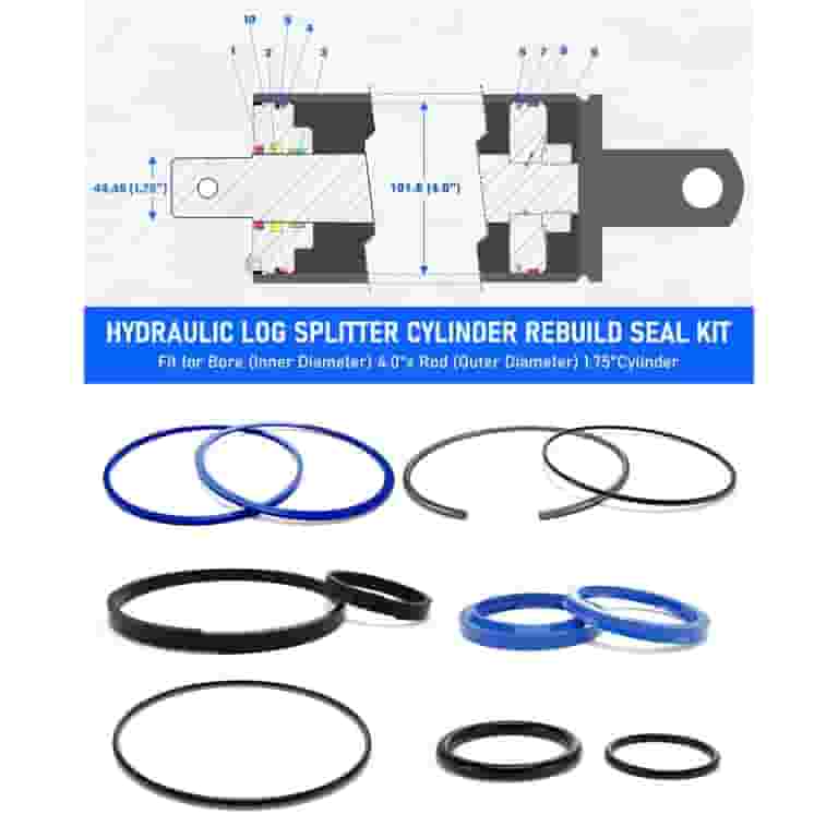 ECROUATY Hydraulic Log Splitter Cylinder Rebuild Seal Kit for 4.0 ECROUATY Hydraulic Log Splitter Cylinder Rebuild Seal Kit for 4.0