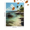 thumbnail image 3 of Tropical Beach Landscape Oil Painting Canvas Print, Coastal Decor for Living Room, Bedroom, Office, Vacation Home, Beach House, 3 of 8