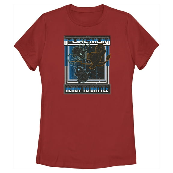 Women's Pokemon Ready to Battle Retro Grid Graphic Tee Red Small
