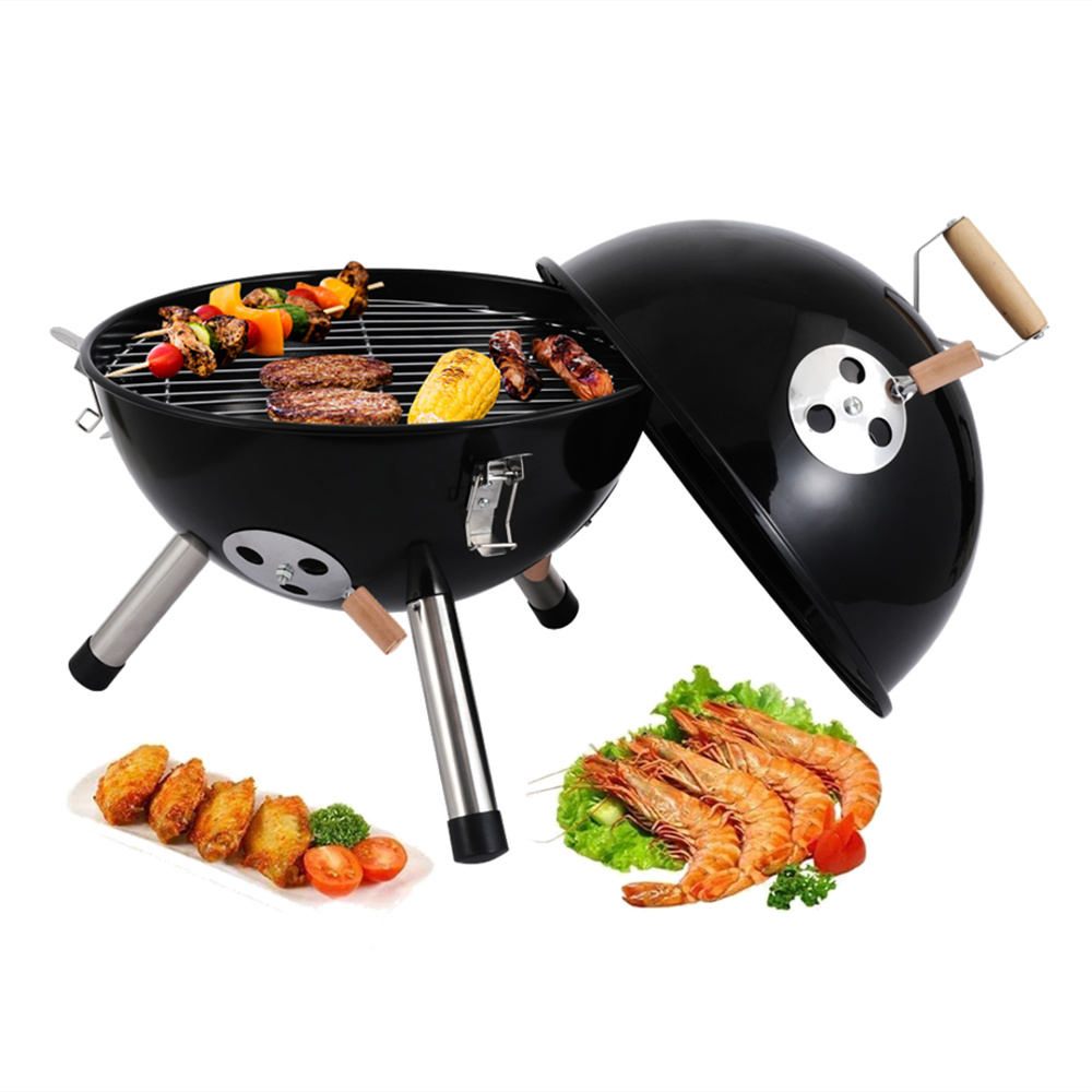 Small BBQ Grill, SEGMART Outdoor Charcoal Grill, Stainless Steel Portable BBQ Grill, Small Charcoal Grill with Vent/Charcoal Bowl, Small Grill Charcoal for Outdoor Cooking, Black,12" Dia x 10" H,H2138 - image 3 of 15