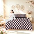 thumbnail image 5 of Manfei Retro Grid 7-Piece King Bedding,Classic Plaid King Bed in a Bag,Black Pink,Black Reversible, 5 of 7