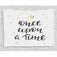 thumbnail image 1 of Once Upon a Time Tapestry, Motivational Quote with Stars Crown Nostalgic Lettering, Wall Hanging for Bedroom Living Room Dorm Decor, 80W X 60L Inches, Pearl Charcoal Grey Yellow, by Ambesonne, 1 of 2