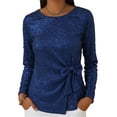 thumbnail image 2 of purcolt Womens Sparkly Sequin Tops with Bow, Dressy Casual Crew Neck Glitter Long Sleeve Shirts for Cocktail Club Party, 2 of 6
