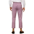 thumbnail image 3 of INSPIRE CHIC Plaid Cropped Pants for Men's Slim Fit Business Checked Slacks Pink 30, 3 of 5