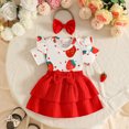 thumbnail image 4 of Tiijoy Baby Girls Outfits Cute Strawberry Ruffle Short Sleeve Romper Skirt Headband Set, 4 of 8