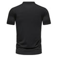thumbnail image 5 of VSSSJ Standing Collar T-shirt for Men Plus Size Short Sleeve V-Neck Button Fashion Casual Solid Color Shirt Comfy Daily Sports Tee Black XL, 5 of 5