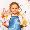 thumbnail image 2 of Blue White Tie Dye Swirl Pattern Kids Aprons for Girls and Boys,Adjustable Neck Strap Toddler Aprons for Kids Cooking Baking, 2 of 6