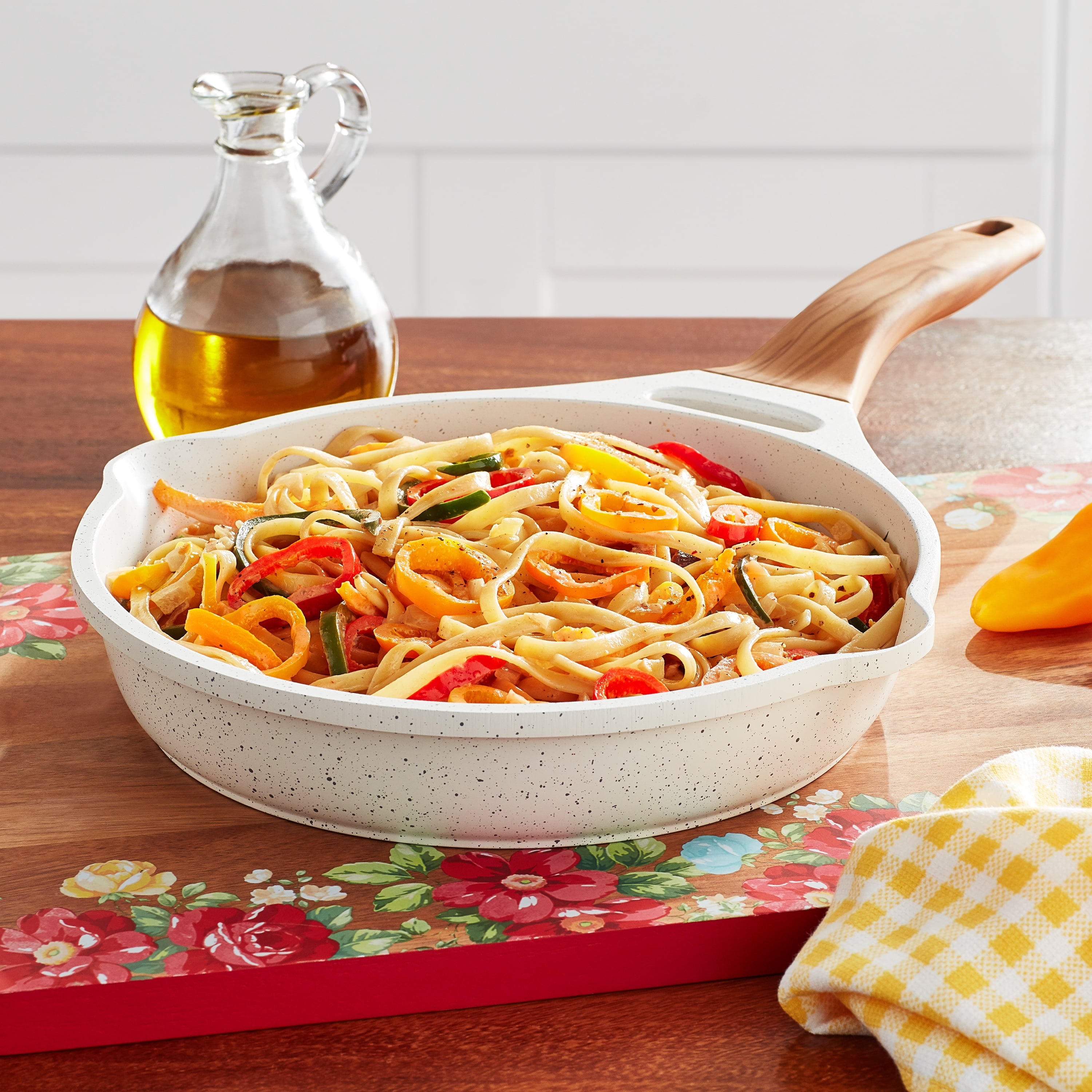 The Pioneer Woman Prairie Signature Cast Aluminum 10" Fry Pan, Linen Speckle
