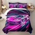 thumbnail image 2 of Homewish Racing Car Quilt Full For Kids Boys Girls,Pink Sports Car Full Bedspread Sets,3-Piece, 2 of 7