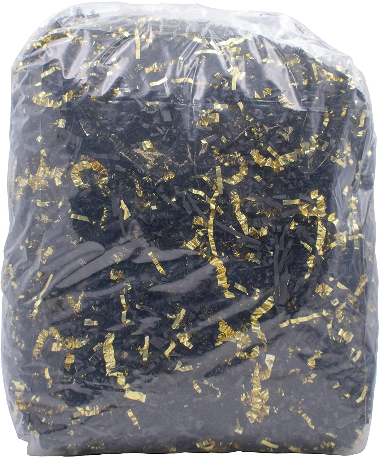 3-Ply Crinkle Cut Shredded Paper, 2 lbs, Black & Metallic Gold