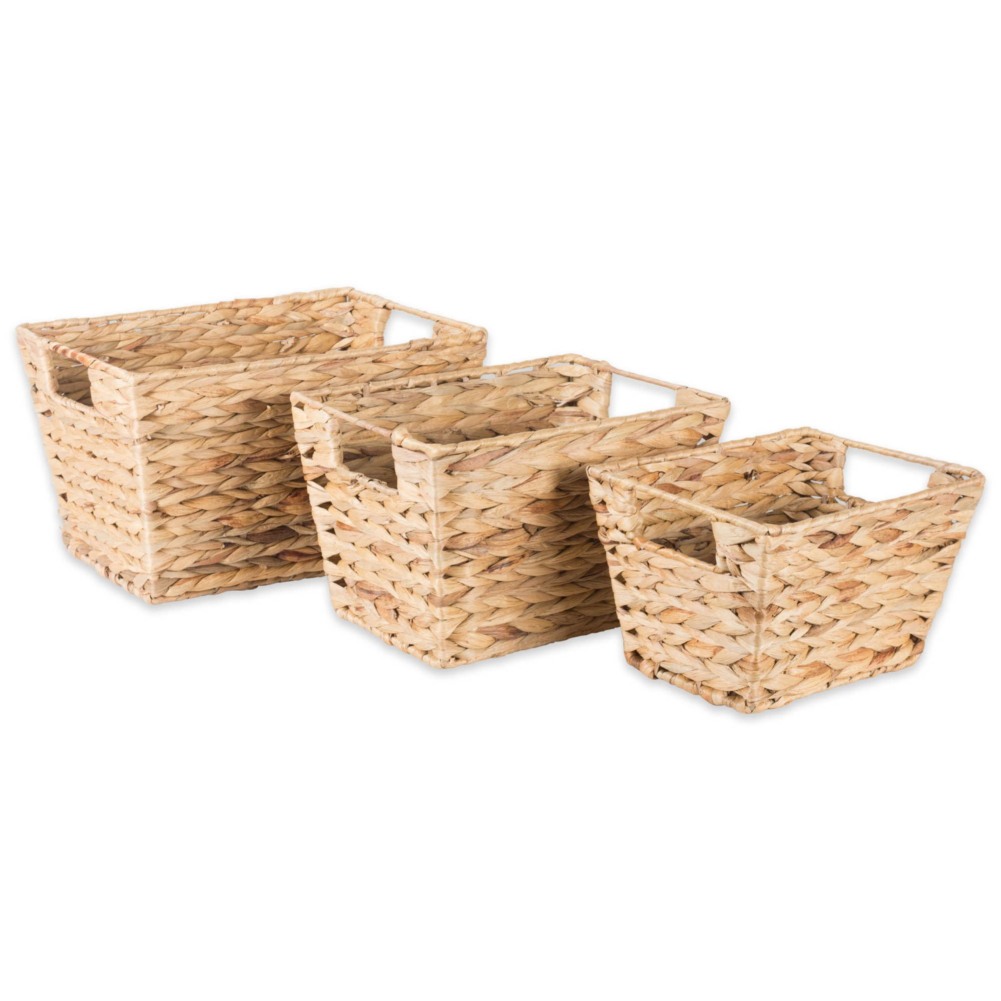 2pcs Hand-Woven Wicker Storage Baskets 12.75"x7.5"x6" Rectangular Natural Brown 