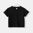 thumbnail image 2 of CFLVAEK Tshirts for Toddler Cute Short Sleeve Cotton T Shirts Casual Summer Round Neck Tshirt Solid Color Basic Tees Black Size 2-3 Years, 2 of 3