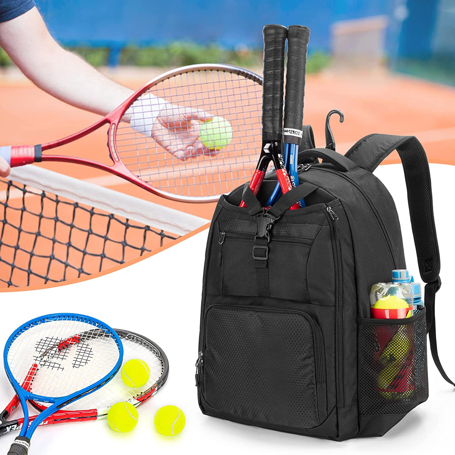 Tennis Bag for Men/Women to Hold 2 Rackets, Tennis Backpack with Separate Shoe Space for Tennis Sport