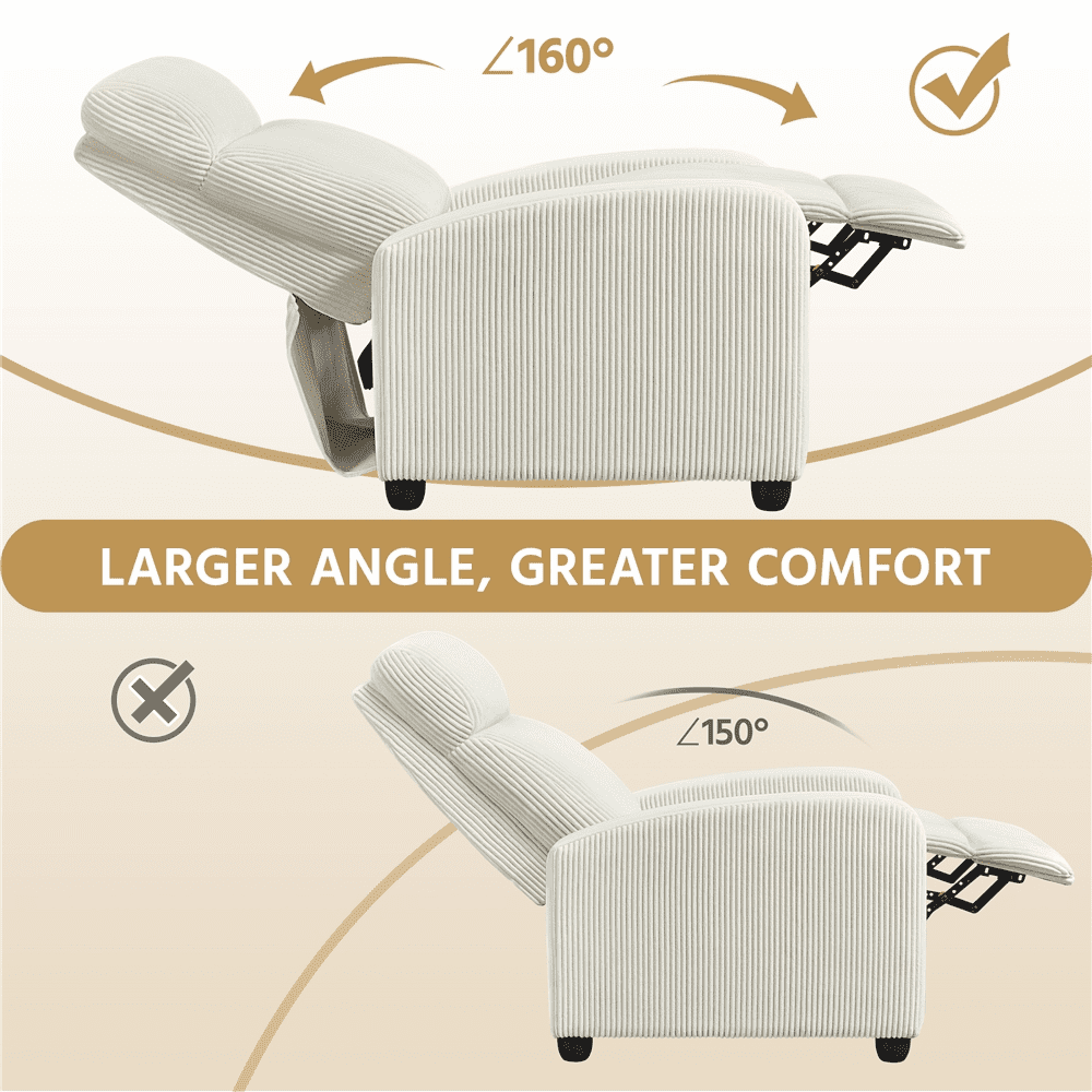 Renwick Modern Corduroy Recliner Chair with Pocket Springs, Beige