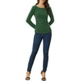 thumbnail image 2 of INSPIRE CHIC Hauts pour Femmes Col Rond Torsadé Manches Longues Blouses Décontractées L Vert Foncé, 2 of 5