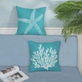 thumbnail image 3 of Coastal Pillow Covers 20x20 Set of 2 Aqua Teal Turquoise Coral Starfish Throw Pillows Nautical Ocean Decorations Summer Linen Beach Pillowcase Outdoor Decor Farmhouse Cushion Case for Couch, 3 of 6