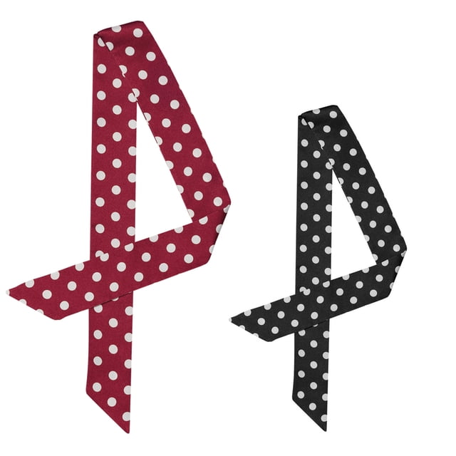 2 Uds. Bufanda Sedosa Flaca De Los Años 50 Con Lunares En La Cintura, Bufanda Estrecha Para El Cuello Negro rojo 196*5cm/77*2"(L*W)