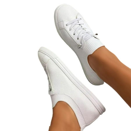 

Women’s Breathable Slip On Sneakers Solid Color Flat Shoes Lightweight Round Head Running Shoes Comfortable