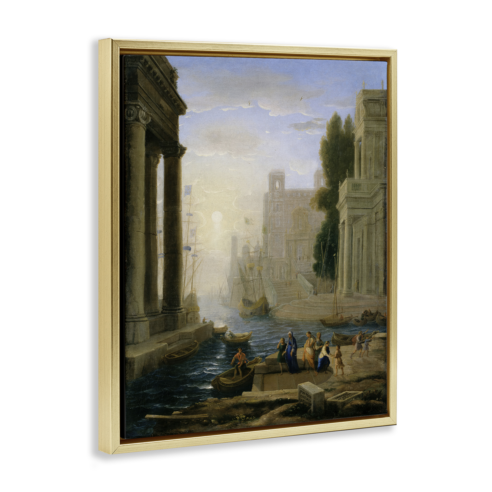 Stupell Industries Classic Claude Landscape Buildings & Architecture Painting Gold Floater Framed Canvas Art Print Wall Art, 25 x 31