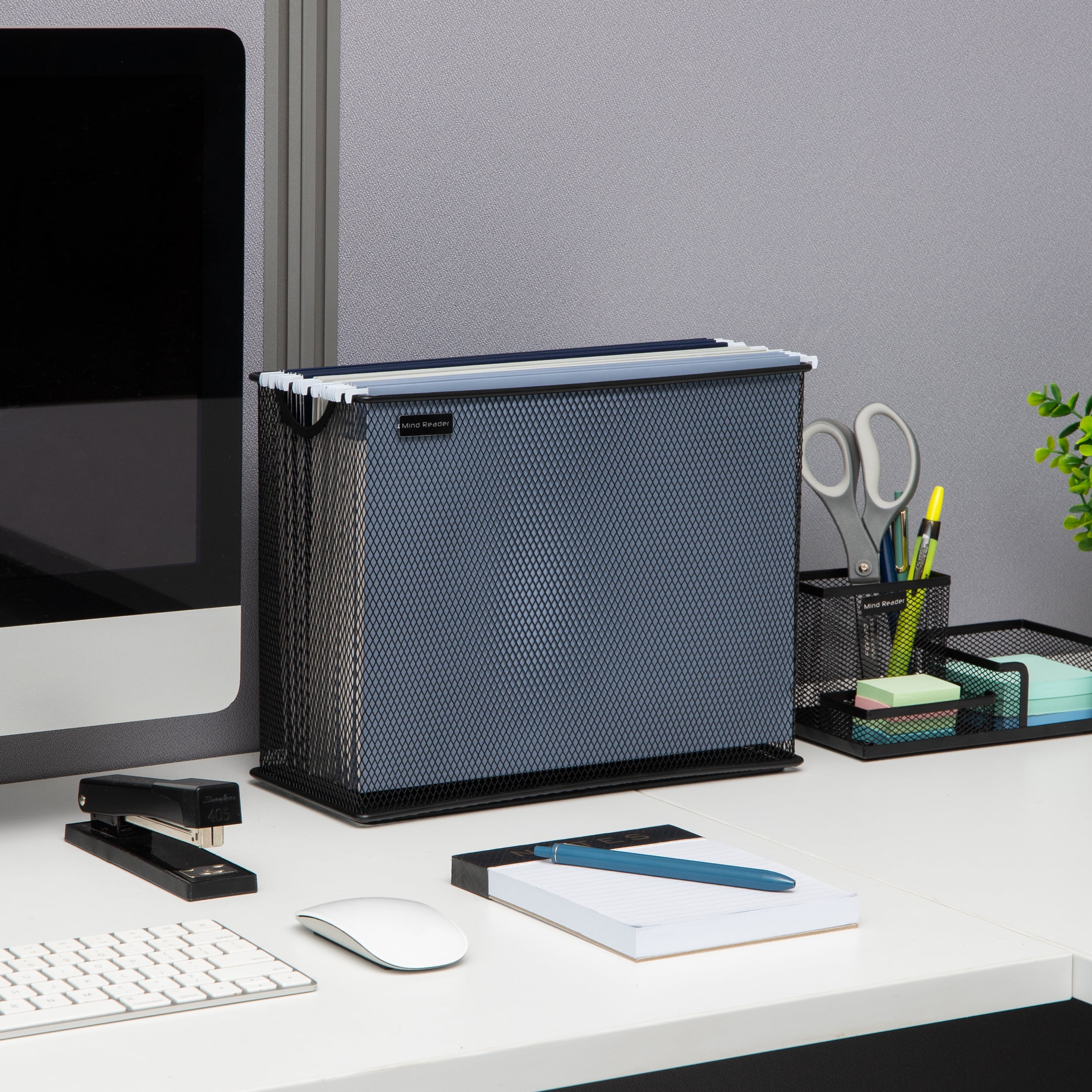 Mind Reader Vertical File Storage, Desktop Organizer, Hanging Files, Office, Metal, Black