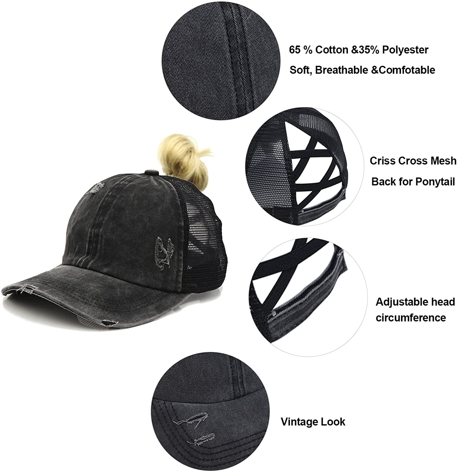 3 Pack Baseball Cap Vintage Distressed 