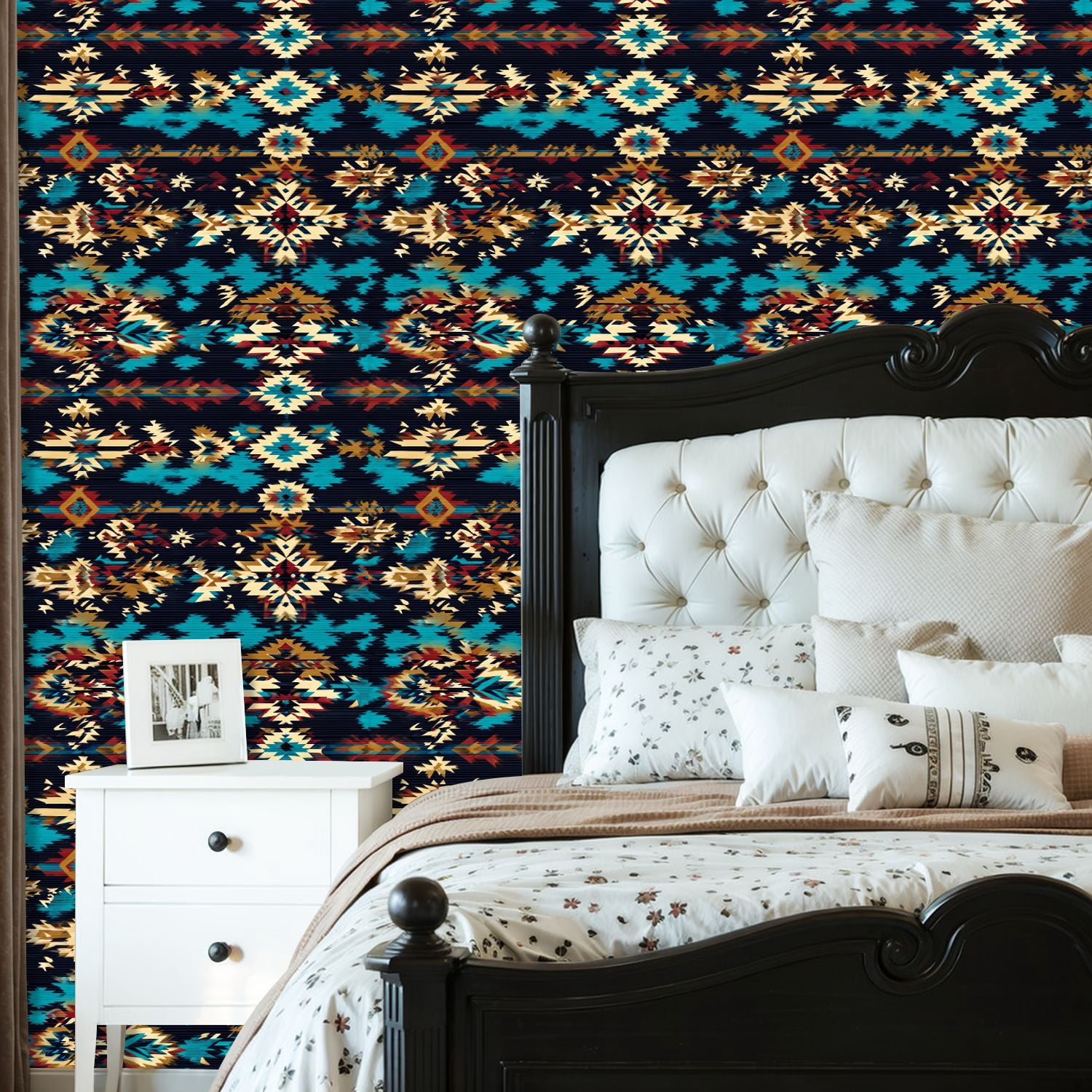 Peel and Stick Wallpaper Native American Southwest Aztec Navajo Tribal Wall Mural 23.6in x 9.8ft Self Adhesive Removable Wall Paper Renter Friendly Wallpaper for Bedroom Bathroom