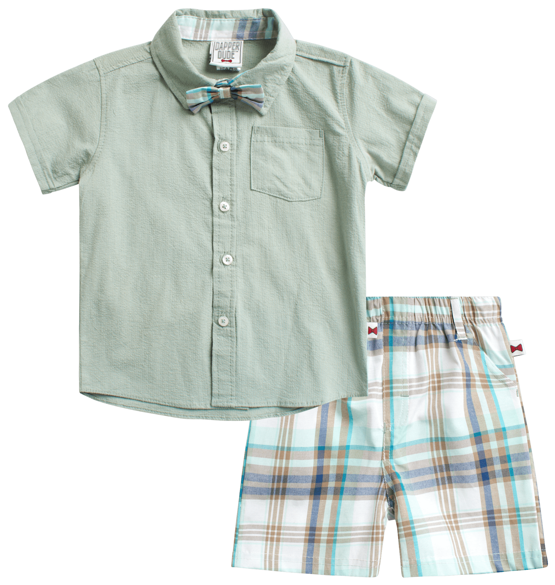 Dapper Dude Baby Boys' Short Set 2 Piece Button Down Collared Shirt