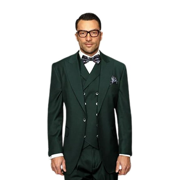 Statement Wool Suit Men's Hunter Green Wide Leg Big Lapel Florence By Alberto Nardoni Brand Designer