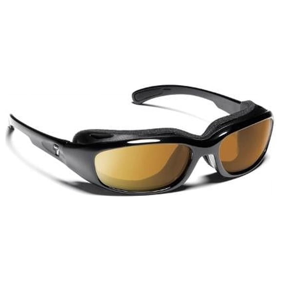 7eye Churada Wind-Blocking Padded Sunglasses for Outdoors, UV400, Copper Lenses, Glossy Black, Small & Medium