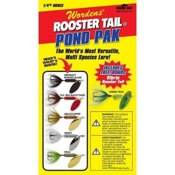 Wordens Original Rooster Tail, Inline Spinnerbait Fishing Lure, Pond Pak Kit, 1/4 oz, 6 count