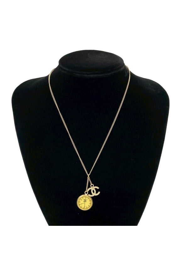 Pre-Owned CHANEL Coco Mark Watch Motif GP Chain Necklace Pendant Gold 1606a (Good)