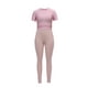 thumbnail image 4 of SAYOO Conjuntos de Pantalones Largos para Mujer, Tops Cortos de Manga Corta de Color Puro + Conjunto de Pantalones Transparentes de Cintura Alta SAYOO  Moda, 4 of 7
