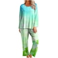 thumbnail image 2 of RKSTN St Patrick's Day Pajamas Set for Women Oversized Crewneck St Paddy's Day Lucky Shamrock Printed Loungewear Matching Sets Womens Casual Plus Size Loose Fits T Shirts and Pjs Pants 2 Piece Set, 2 of 6