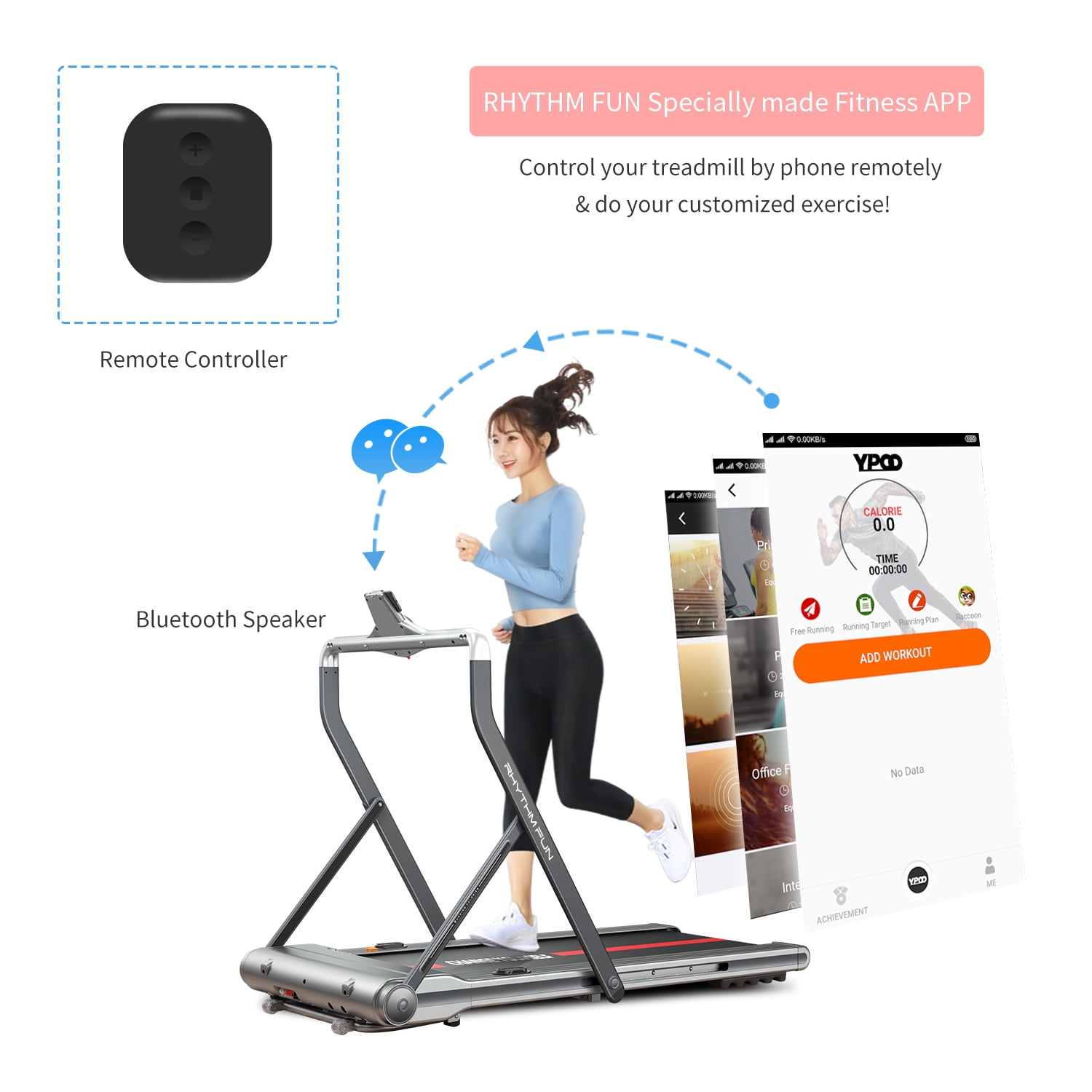 RHYTHM FUN Treadmills for Home 2 in 1 Folding Treadmill Under Desk
