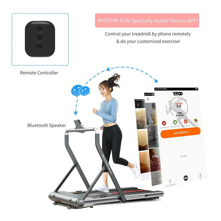 RHYTHM FUN Treadmills for Home 2 in 1 Folding Treadmill Under Desk Treadmill Walking Pad with Foldable Handrail 18