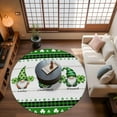 thumbnail image 2 of Three Leafs Washable Area Rug&nbsp;3 ft Gnome Green Leaf White Wood Striped Plaid Lucky Soft Round&nbsp;Rugs for Living Room, Non Slip Carpet for Bedroom&nbsp;Entryway Dining Room, 2 of 9