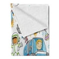 thumbnail image 2 of Outer Space Soft Flannel Fleece Throw Blanket, Deep Space Astronaut Girl Boy Aliens Rockets on Moon Kids Nursery Theme, Cozy Plush for Indoor and Outdoor Use, 70" x 90", Multicolor, by Ambesonne, 2 of 5