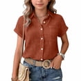 thumbnail image 3 of EnJoCho Toddler Girl Short Sleeve Shirt Girls Linen Shirt Button Down Short Sleeve Cotton Shirts Teen Girl Summer Hawaiian Top Fashion, 3 of 4