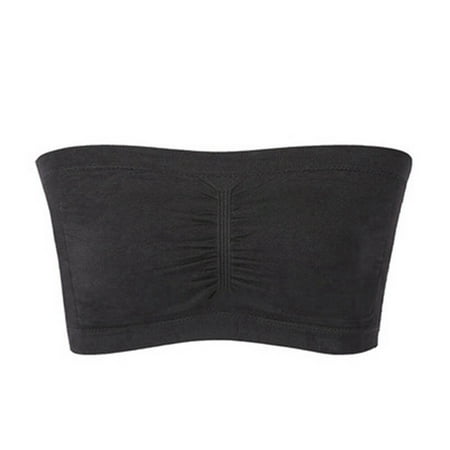 

Final Clear Out! Women s Strapless Seamless Bra Plus Size Bandeau Bra Ladies Padded Stretchy Chest Wrap Removable Padding Bralette