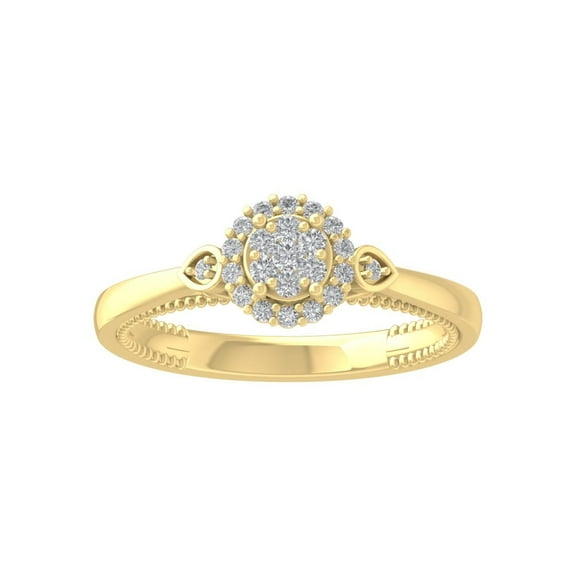 ARAIYA FINE JEWELRY 10K Yellow Gold Lab-Grown Diamond Engagement Ring (1/45 cttw Round-shape Lab-Grown Diamonds (D-F Color, VS Clarity) Size 7.5