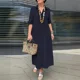 thumbnail image 2 of Vestido cárdigan de manga larga con solapa para mujer, cárdigan de un solo pecho, vestidos de empalme con doble bolsillo, vestido de viaje elegante para mujer, primavera y otoño, 2 of 4