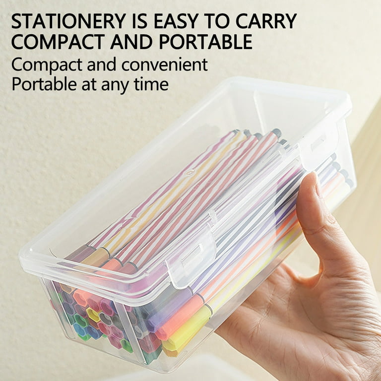 Large capacity Stationery Box Case Transparent Storage Box Pencil Marker  Pen Stationery Organizer for Office Desktop School