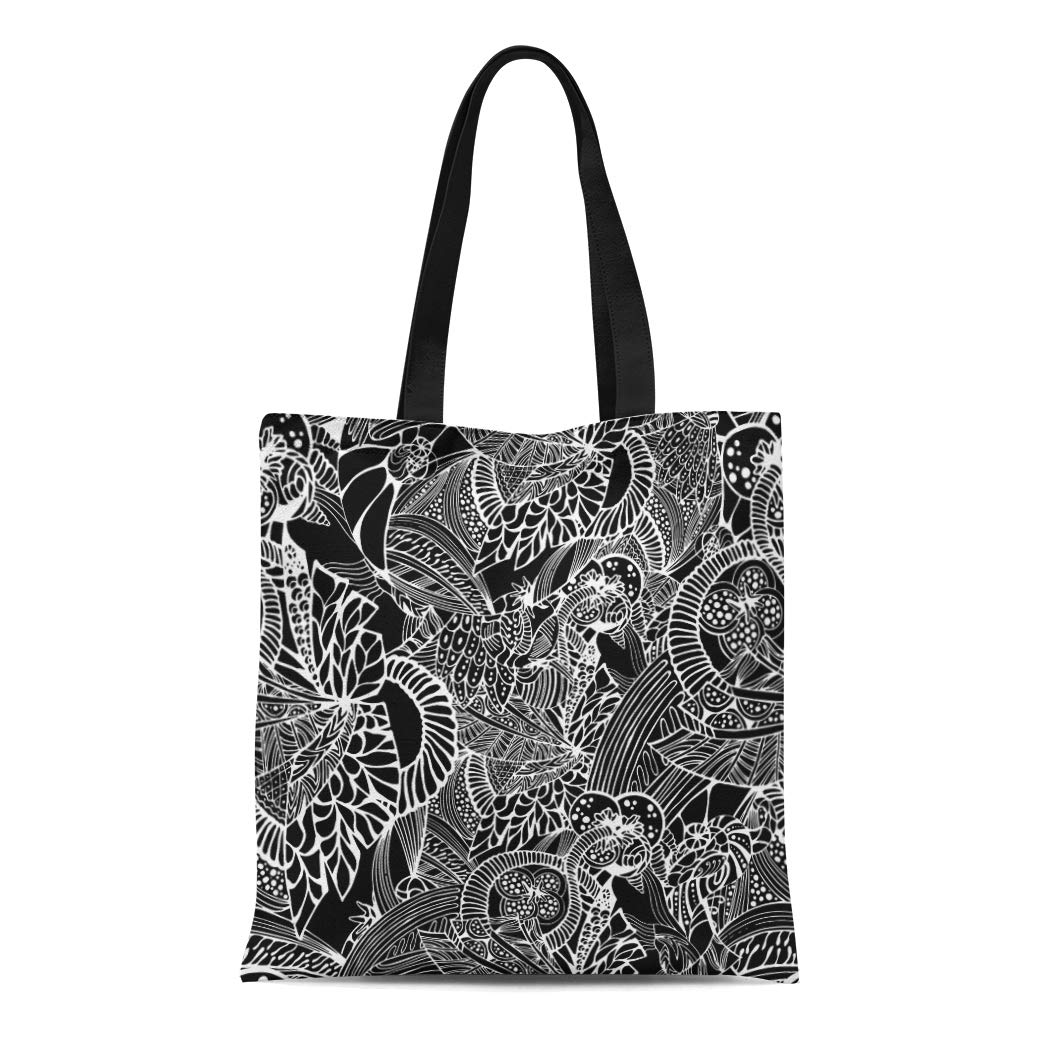 KDAGR Canvas Bag Resuable Tote Grocery Shopping Bags Hand Black and