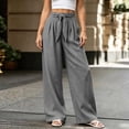 thumbnail image 5 of Women Solid Color Tie Elastic Waist Long Pants, Loose Casual Trousers with Side Pockets, Daily Walking Vacation Pants Gray L(L), 5 of 9